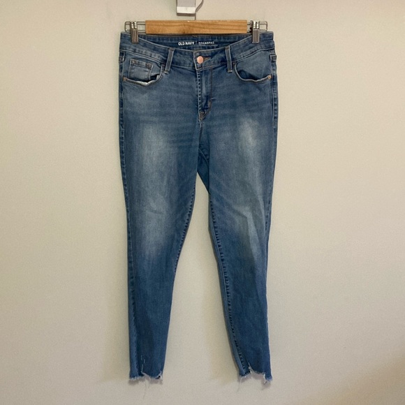 Old Navy Rockstar Blue Skinny Jeans Medium Wash Mid-Rise Size 4 - Picture 1 of 9